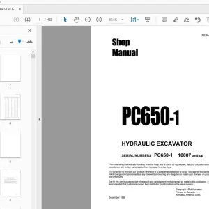 Komatsu PC650-1 Hydraulic Excavator Shop manual SEBM0209A04 - PDF DOWNLOAD