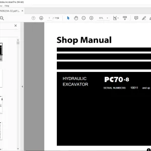 Komatsu PC70-8 Hydraulic Excavator Shop Manual SEN06204-02 PDF
