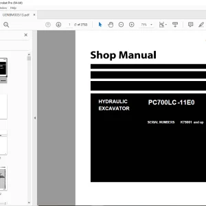 Komatsu PC700LC -11E0 Hydraulic Excavator Shop Manual UENBM00513 PDF