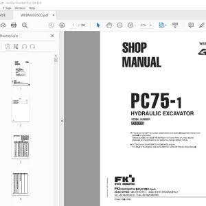 Komatsu PC75-1 Hydraulic Excavator Shop Manual WEBM000500 PDF