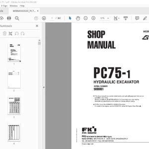 Komatsu PC75-1 Hydraulic Excavator Service Manual WEBM000500 PDF