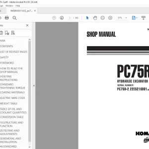 Komatsu PC75R-2 HYDRAULIC EXCAVATOR Shop Manual WEBM001502 - PDF DOWNLOAD