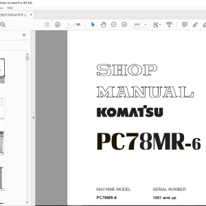 Komatsu PC78MR-6 Hydraulic Excavator Shop Manual SEBM030604 PDF DOWNLOAD