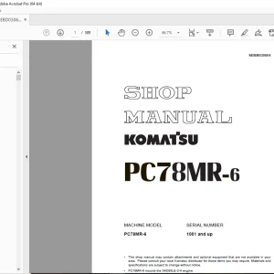 Komatsu PC78MR-6 Shop Manual SEBM030604 - PDF DOWNLOAD