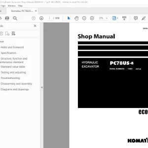 Komatsu PC78US-8 Hydraulic Excavator Shop Manual SEN04543-17 PDF