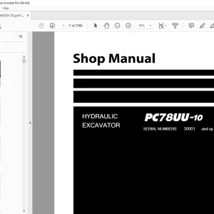 Komatsu PC78UU-10 Hydraulic Excavator Shop Manual SEN06659-05 PDF
