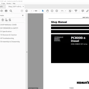 Komatsu PC8000-6 Diesel Hydraulic Mining Shovel Shop Manual PDF
