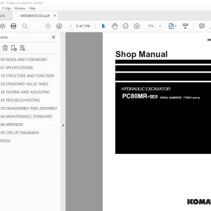 Komatsu PC80MR-5E0 Hydraulic Excavator Shop Manual WENBM00250 PDF