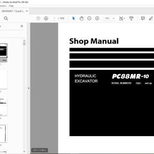 Komatsu PC88MR-10 Hydraulic Excavator Shop Manual SEN06467-13 PDF