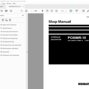 Komatsu PC88MR-10 Hydraulic Excavator Shop Manual WENBM00050 PDF