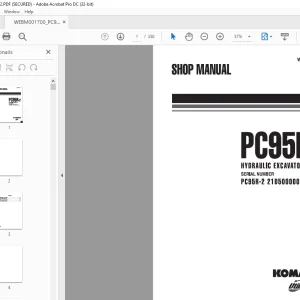 Komatsu PC95R-2 Hydraulic Excavator Shop Manual WEBM001700  - PDF DOWNLOAD