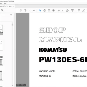 Komatsu PW130ES-6K Mobile Excavator Repair Shop Manual EEBM001701 PDF