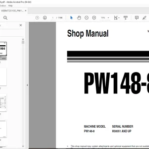 Komatsu PW148-8 Wheeled Excavator Repair Shop Manual VEBM720100 PDF
