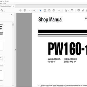 Komatsu PW160-11 Wheeled Excavator Shop Manual VENBM69002 PDF