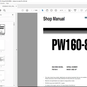 Komatsu PW160-8 Wheeled Excavators Shop Manual VENBM61000 PDF