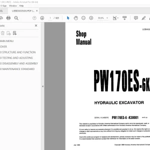 Komatsu PW170ES-6K Hydraulic Excavator Shop Manual UEBM000500 PDF