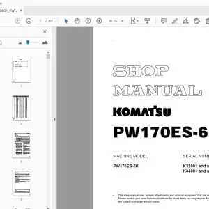 Komatsu PW170ES-6K Shop Manual UEBM000801 - PDF DOWNLOAD