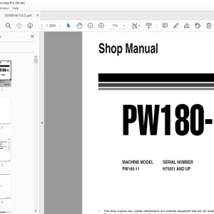 Komatsu PW180-11 Wheeled Excavator Shop Manual VENBM67002 PDF