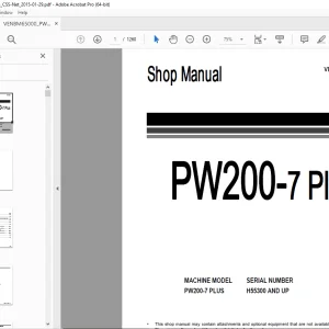 Komatsu PW200-7 Plus Wheeled Excavators Shop Manual VENBM65000 PDF