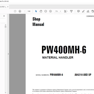 Komatsu PW400MH-6 Material Handler Shop Manual CEBM005600 PDF