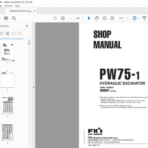 Komatsu PW75-1 Hydraulic Excavator Shop Manual WEBM000600 PDF