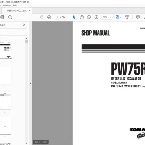Komatsu PW75R-2 Hydraulic Excavator Shop Manual WEBM001602 PDF