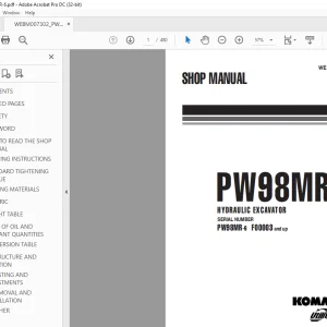Komatsu PW98MR-6 HYDRAULIC EXCAVATOR Shop Manual WEBM007302 PDF
