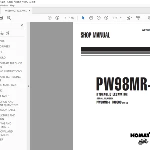 Komatsu PW98MR-6 Hydraulic Excavator Shop Manual WEBM007302 PDF
