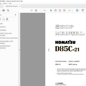 Komatsu Pipe Layer D85C-21 Shop Manual SEN04766-0 - PDF DOWNLOAD