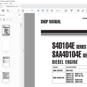 Komatsu S4D104E & SAA4D104E Series Diesel Engine Shop Manual WEBMNEF001 PDF