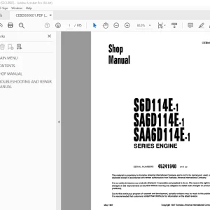 Komatsu S6D114E-1 SA6D114E-1 SAA6D114E-1 Series Engine Shop Manual CEBM000601 PDF