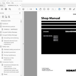 Komatsu SAA4D99E-1 Engine WB93R-8 WB93S-8 WB97R-8 WB97S-8 Shop Manual WENBM00190 PDF