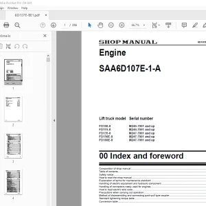Komatsu SAA6D107E-1-A Engine Shop Manual 6D107E-BE1 (00) PDF
