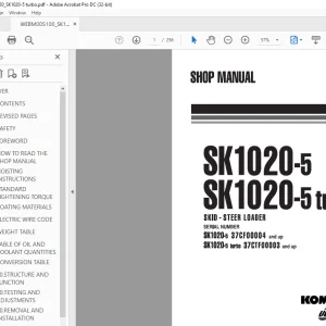 Komatsu SK1020-5 SK1020-5 turbo SKID STEER LOADER Shop Manual WEBM005100 - PDF DOWNLOAD
