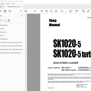 Komatsu SK1020-5 SK1020-5 turbo Skid-Steer Loader Shop Manual WEBD005300 PDF