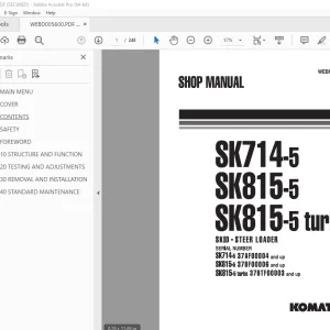 Komatsu SK714-5 SK815-5 SK815-5 Turbo Skid Steer Loader Shop Manual PDF