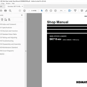 Komatsu SK715-8E0 Skid-Steer Loader Shop Manual WENBM00390 PDF