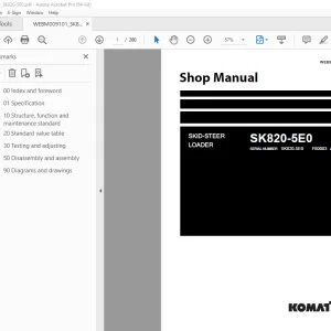 Komatsu SK820-5E0 Skid-Steer Loader Shop Manual WEBM009101 PDF