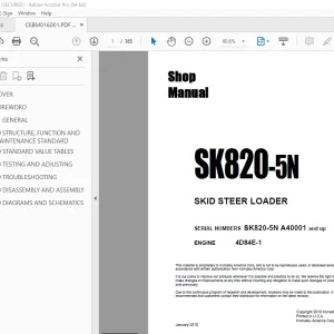 Komatsu SK820-5N Skid Steer Loader Shop Manual CEBM016001 PDF