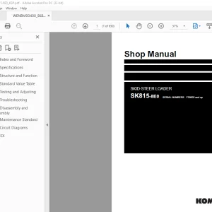 Komatsu SKID-STEER LOADER SK815-8E0 Shop Manual WENBM00400 - PDF
