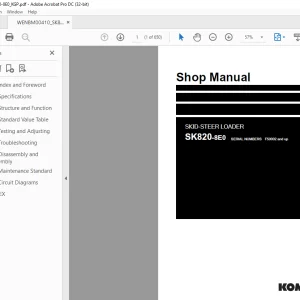 Komatsu SKID-STEER LOADER SK820-8E0 Shop Manual WENBM00410 PDF
