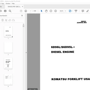 Komatsu SM002 6D96L S6D95L-1 Diesel Engine Shop Manual (S)6D95L-BE2 PDF