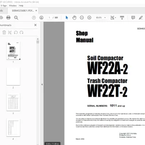 Komatsu Soil Compactor WF22A-2 Trash Compactor WF22T-2 Shop Manual PDF