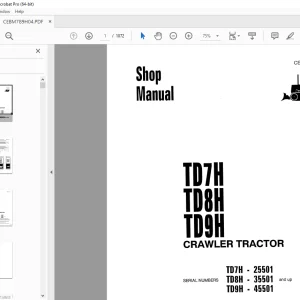 Komatsu TD7H TD8H TD9H Crawler Tractor  Shop Manual CEBM789H04 PDF