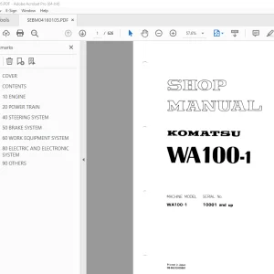 Komatsu WA100-1 Wheel Loader Shop Manual SEBM04160105 PDF