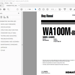 Komatsu WA100M-8E0 Wheel Loader Shop Manual VENBM07002 PDF
