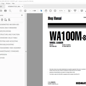 Komatsu WA100M-8E0 Wheel Loader Shop Manual VENBM07003 PDF