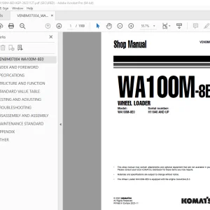Komatsu WA100M-8E0 Wheel Loader Shop Manual VENBM07004 PDF