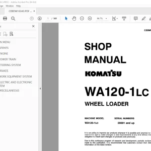 Komatsu WA120-1LC Wheel Loader Shop Manual CEBMW16040 PDF