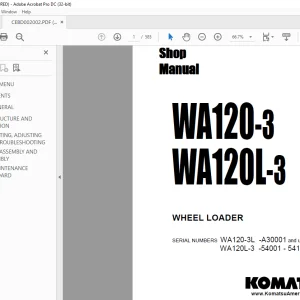 Komatsu WA120-3 WA120L-3 WHEEL LOADER Shop Manual CEBM002002 - PDF